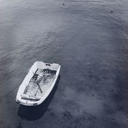 High angle view of boat in lake