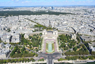 High angle view of buildings in city