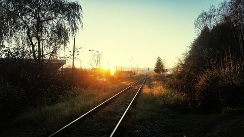 Railroad track at sunset