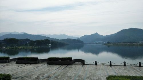 Scenic view of lake against sky