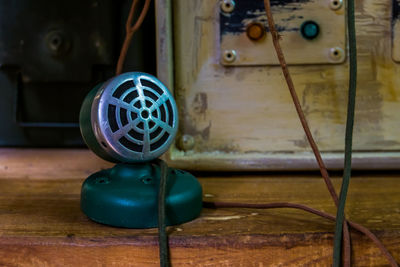 Close-up of equipment on table