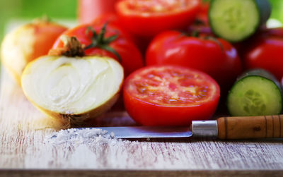 Close-up of fruits on table
