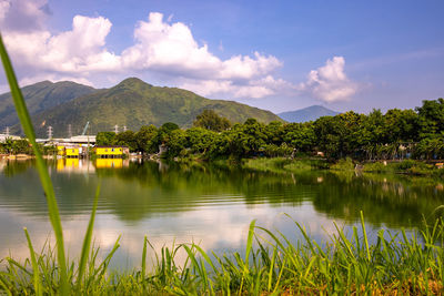 Scenic view of lake against sky