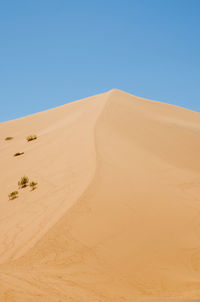 Scenic view of desert against clear blue sky