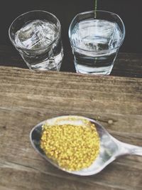 High angle view of drink in bowl on table