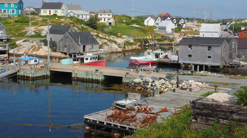 High angle view of peggys cove village