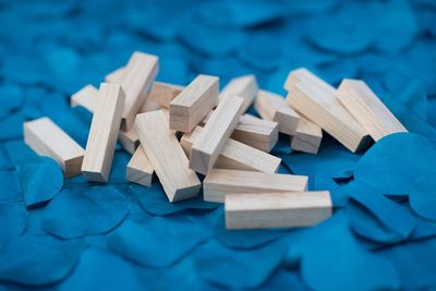 Close-up of toy blocks on table