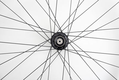 Close up of bicycle hub and spokes