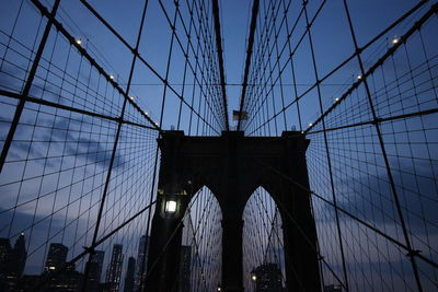 Low angle view of suspension bridge