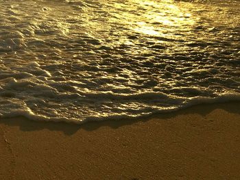 High angle view of beach at sunset