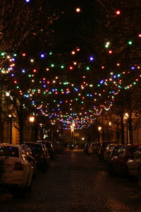 Illuminated street light at night