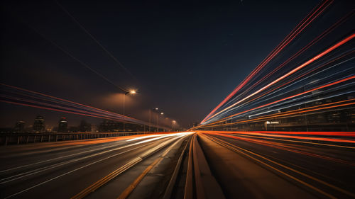 Light trails on highway at night