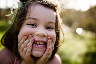 Close-up portrait of a smiling girl