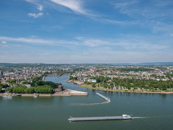 High angle view of bridge over river against sky