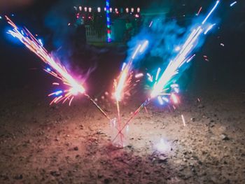 Firework display at night