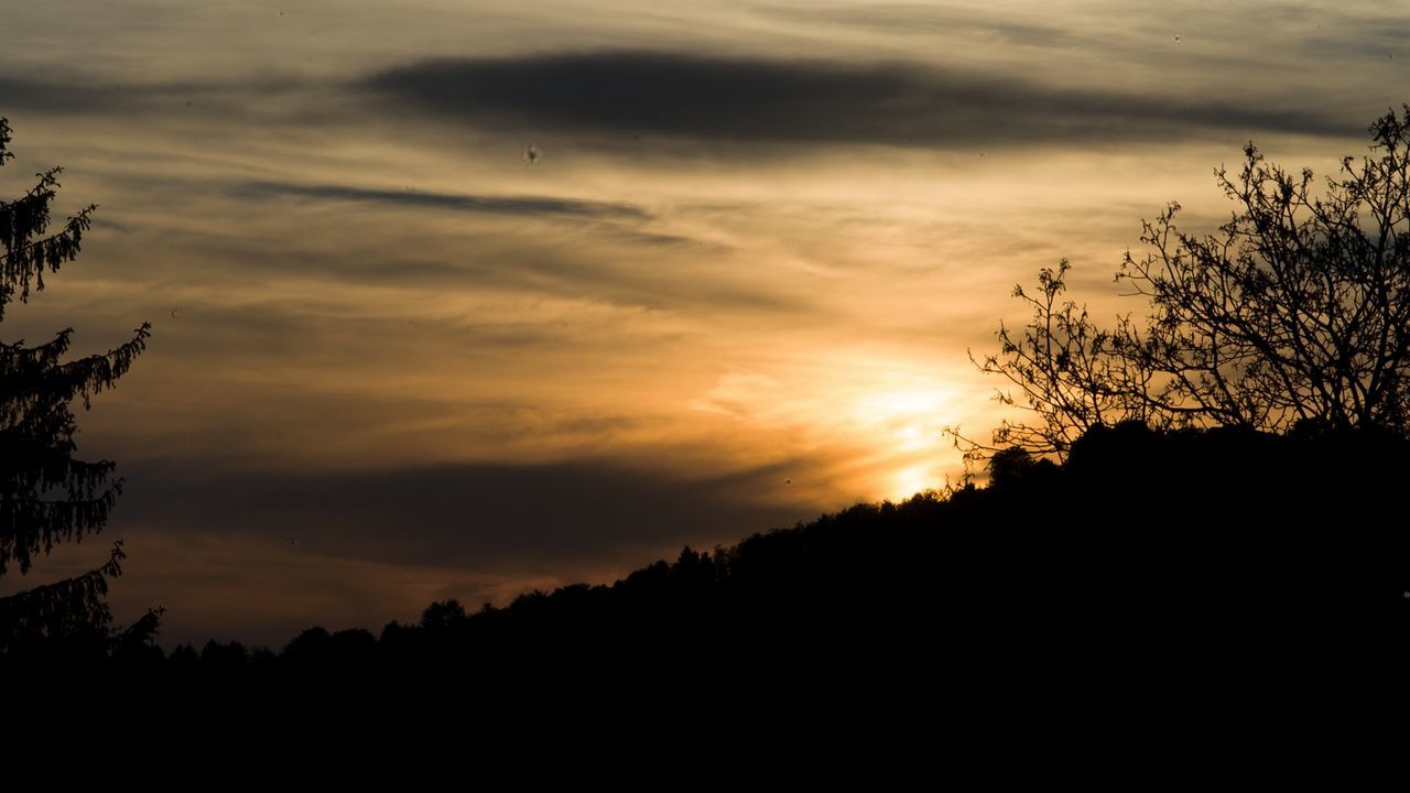 sunset, silhouette, tree, nature, beauty in nature, tranquil scene, tranquility, scenics, sky, orange color, cloud - sky, no people, outdoors