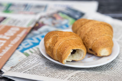 Close-up of breakfast served on table