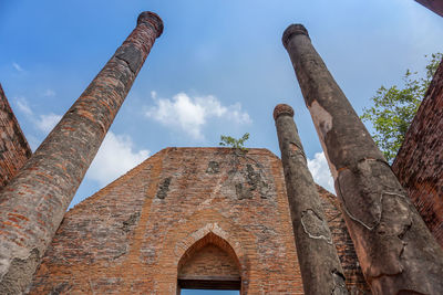 Low angle view of old building against sky