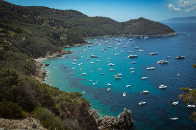 High angle view of bay in sea