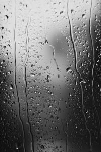 Full frame shot of wet glass window during rainy season