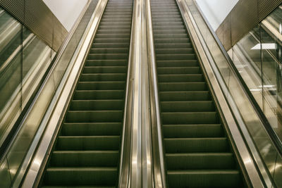 Low angle view of escalators