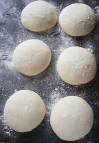 High angle view of eggs on table