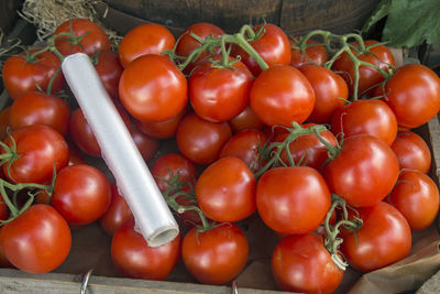 Close-up of tomatoes for sale in market