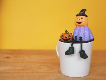 Close-up of halloween decoration on table