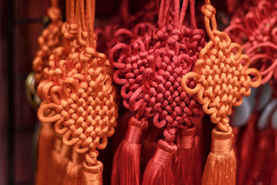 Close-up of hanging for sale