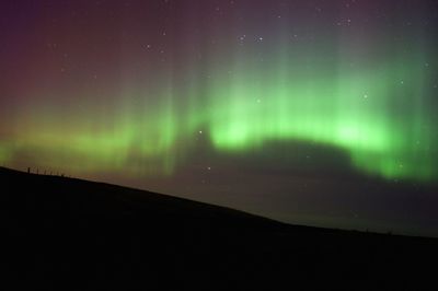 Scenic view of landscape against sky at night