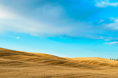 Scenic view of landscape against blue sky