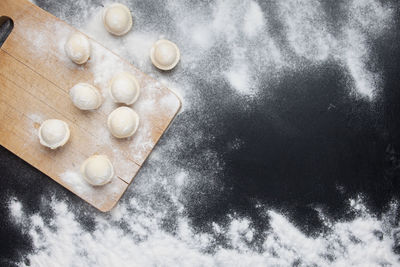 High angle view of cookies on table
