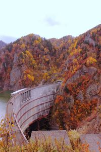 Scenic view of mountain against sky during autumn