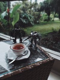 Coffee cup on table