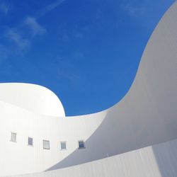 Low angle view of dusseldorfer schauspielhaus against sky