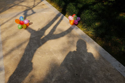 High angle view of person with shadow on ground