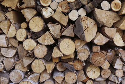 Firewood chopped and stacked, firewood background