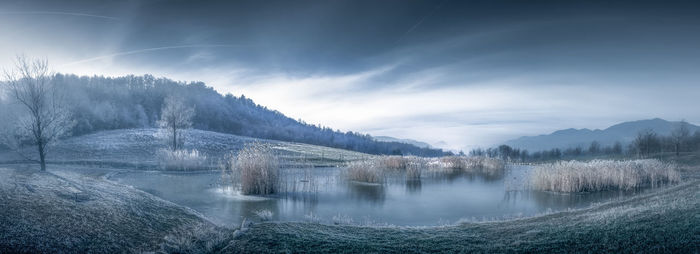 Panoramic view of lake against sky