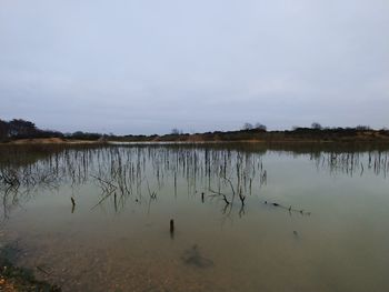 Scenic view of lake against sky