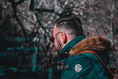 Portrait of man in snow