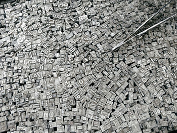 Full frame shot of alphabets on wooden blocks