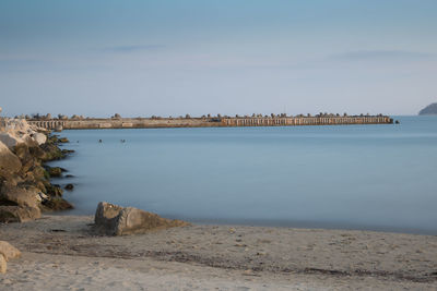 Scenic view of beach against sky