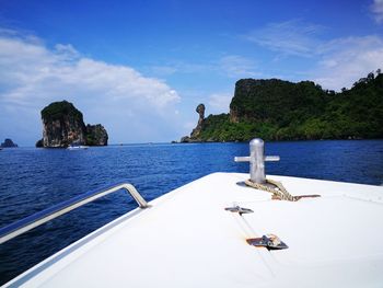 Scenic view of sea against blue sky