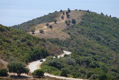 High angle view of road on landscape
