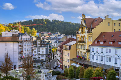 View of karlovy vary city center, czech republic