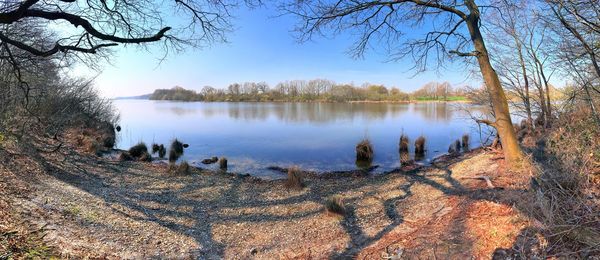 Scenic view of lake against sky