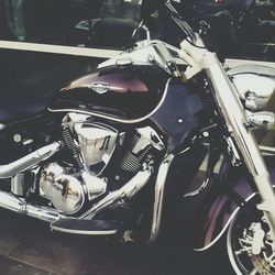 Close-up of bicycle parked