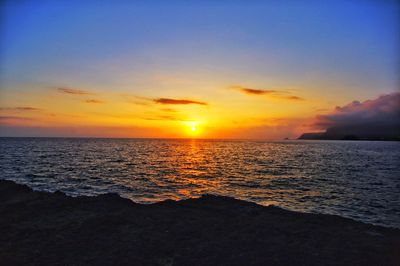 Scenic view of sea during sunset