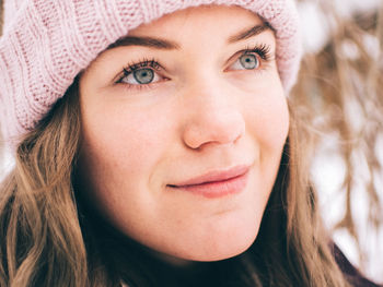 Close-up portrait of a beautiful young woman