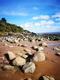 Scenic view of rocky beach